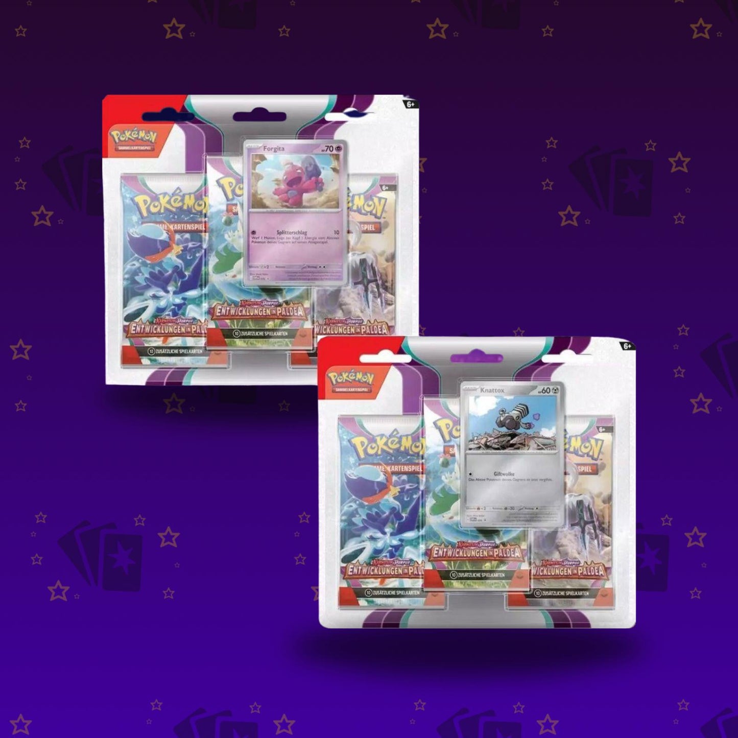 Karmesin Purpur Entwicklung in Paldea 3er Blister Forgita